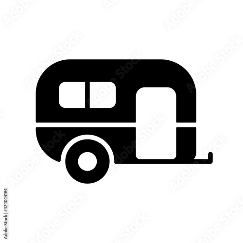 Caravan trailer vector glyph icon. Camping sign