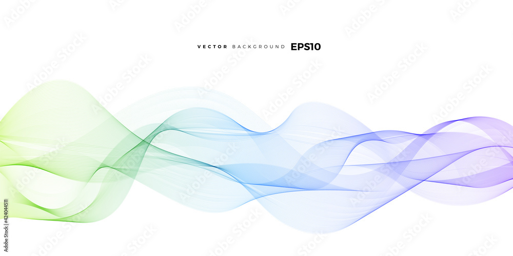 Wave vector element with abstract green and blue lines for website ...