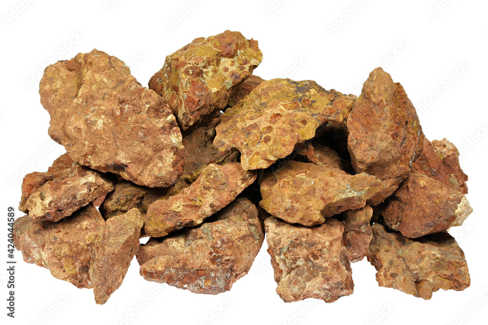 bauxite from Les Baux, France isolated on white background