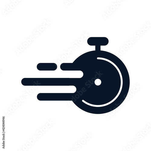 Stopwatch. The concept of express delivery, service, ordering around the world. Vector icon isolated on white background. 