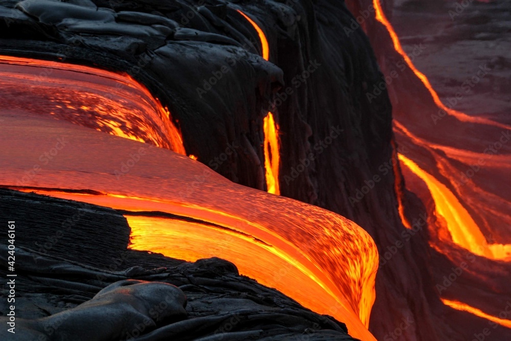Coulées de lave du volcan Kilauea à Hawaii