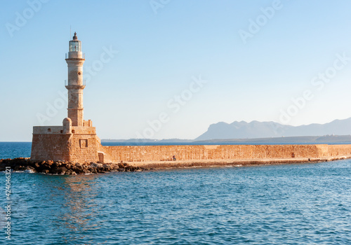 Chania beacon on Crete island, Greece © Mistervlad