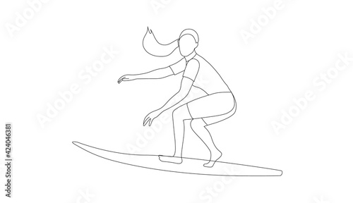 Photography Silhouette of a woman surfing in the sea, ocean