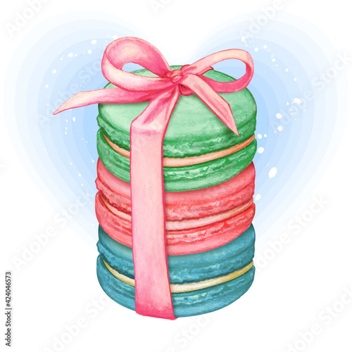 Cute watercolor pastel macarons