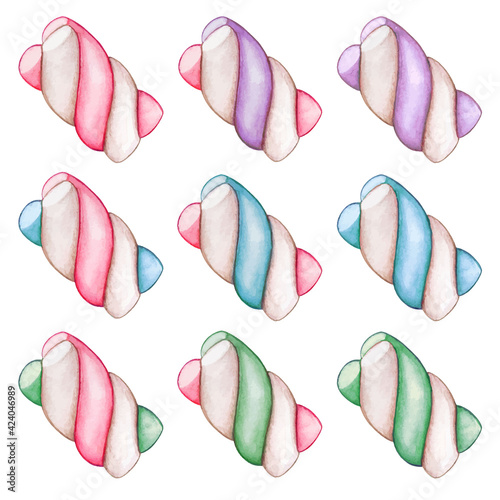 Cute watercolor candy swirls mini marshmallows