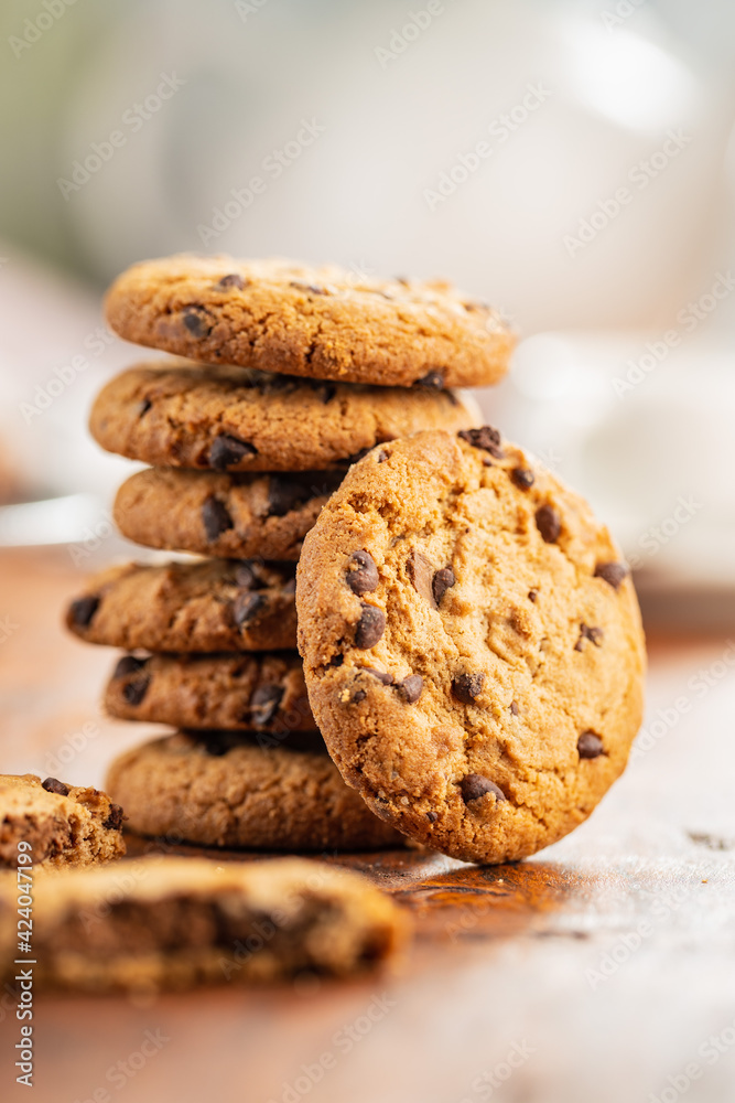Tasty biscuits with chocolate. Sweet chocolate cookies Tasty biscuits with chocolate. Sweet chocolate cookies