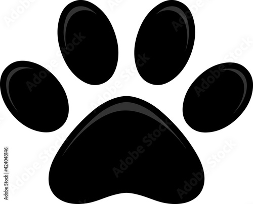 Black Paw Print Logo Flat Design. Vector Illustration Isolated On White Background