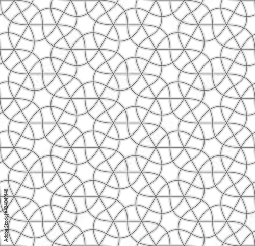 Seamless linear pattern with thin curved lines on white. Monochrome abstract linear pattern. Decorative vector lattice. Modern bacground.