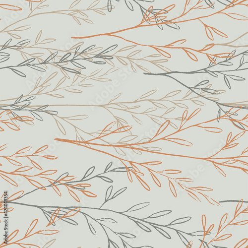 Sketches of field plants. Hand drawn vector seamless pattern. Gentle colorful botanical ornament. Abstract summer design for print, wrap, decor, fabric, textile, background, wallpapers, scrapbooking.
