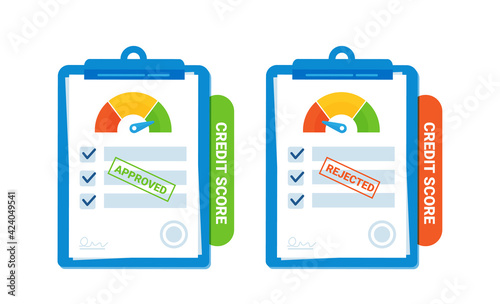 Credit score range Meter. Two agreements for the agreement on the approval and refusal of the loan.