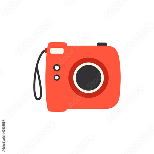 photo camera isolated on white, vector illustration, flat style
