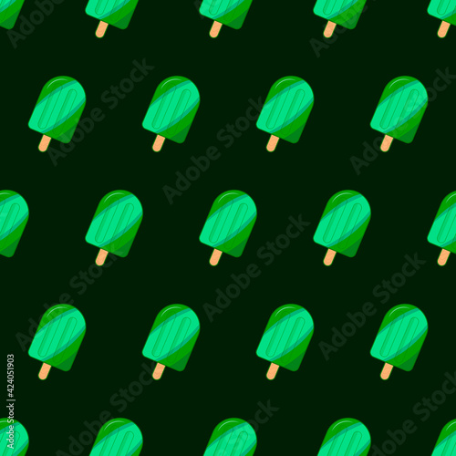 Green IceCream Pattern. Vector IceCream Pattern.