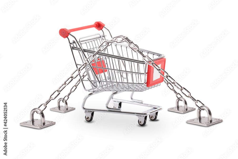 Online secure cart concept isolated on white