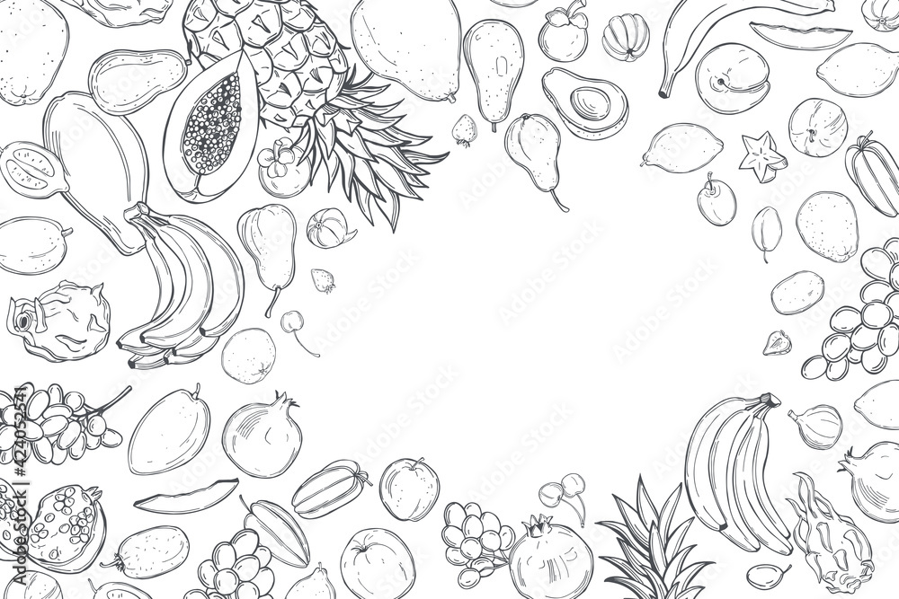 Graphic fruits. Vector background.