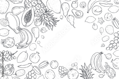 Graphic fruits. Vector background.
