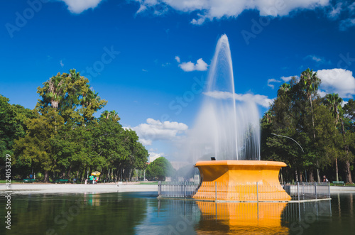 Porto Alegre, Rio Grande do Sul, Brazil, March 29 - 2021: Fountain of redemption square on a beautiful weekend photo