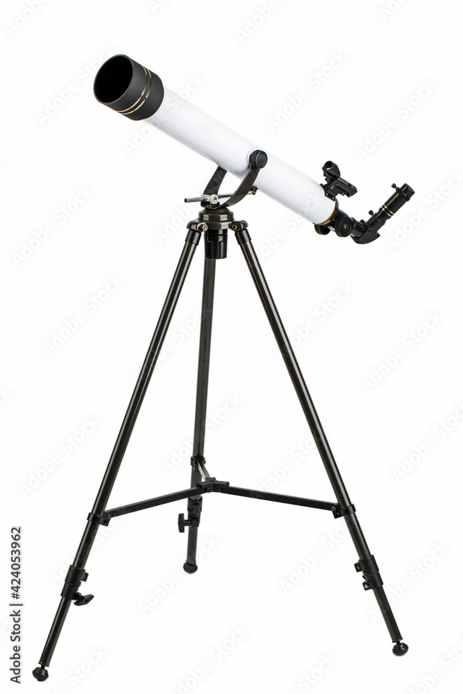 white telescope on tripod isolated on white background. white telescope on tripod isolated on white background.