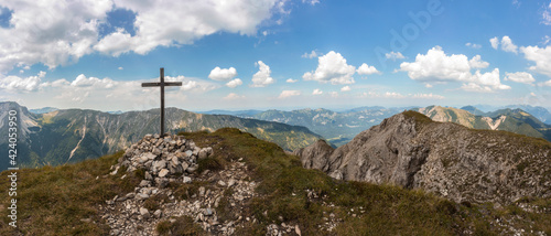 Summit cross of Frieder mountain in Bavaria, Germany photo