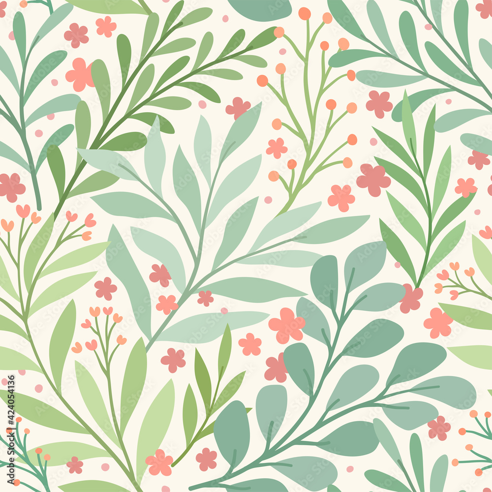 Floral graphic vector illustration. Trendy seamless pattern with hand drawn flowers. Modern repeatable background. Floral graphic vector illustration. Trendy seamless pattern with hand drawn flowers. Modern repeatable background.