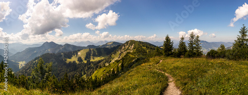 Panorama view from Ochsenkamp, Auerkamp, Spitzkamp mountains in Bavaria, Germany