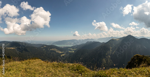 Panorama view from Ochsenkamp  Auerkamp  Spitzkamp mountains in Bavaria  Germany