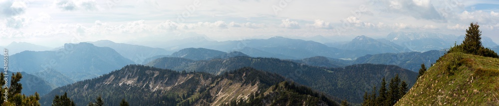 Panorama view of Hochgern mountain, Chiemgau, in Bavaria, Germany