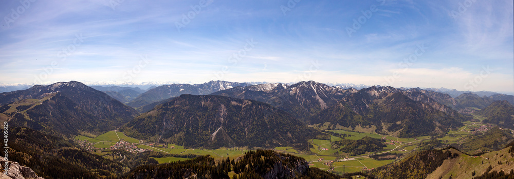 Panorama view of Wendelstein mountain, Mangfall, in Bavaria, Germany