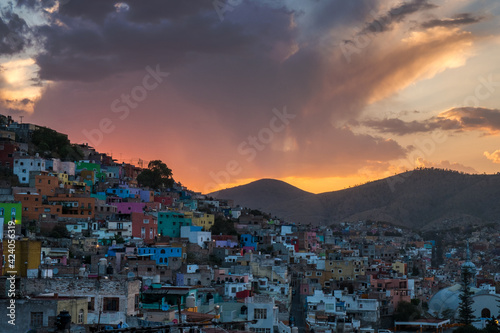 View over Guanajuato, Mexico, at sunset