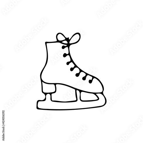 Hand drawn ice skates icon in vector. Doodle ice skates icon in vector. Isolated doodle ice skates illustration