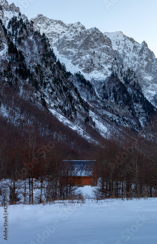 winter landscape in the mountains photo