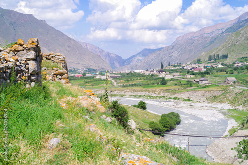 An ancient settlement abandoned by residents near the village of Verkhnyaya Balkaria photo