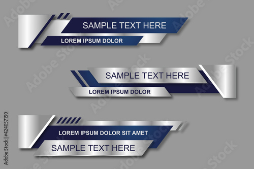 Modern geometric lower third banner template design. Colorful lower thirds set template vector. Vector illustration