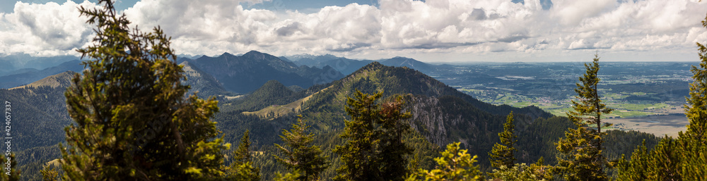Panorama view Benediktenwand mountain in Bavaria, Germany