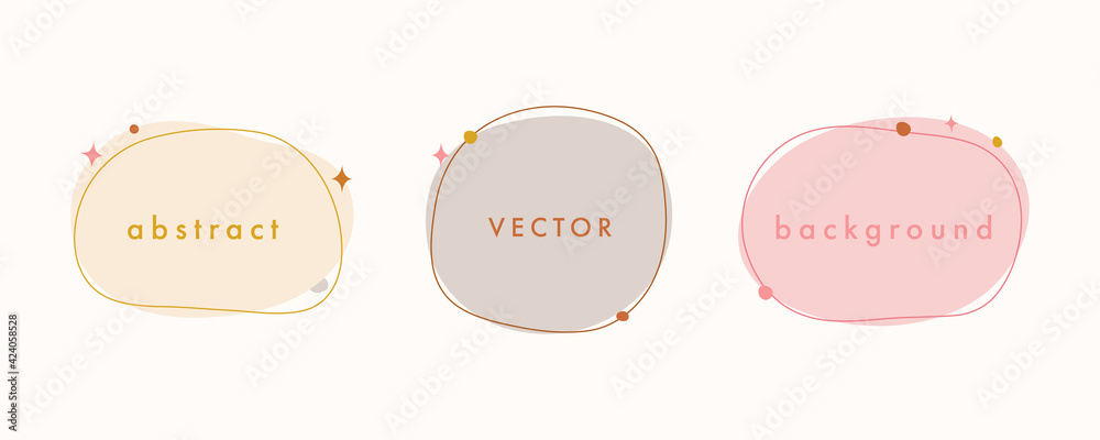 Set  of vector abstract minimal background. Trendy hand drawn organic shape design banner.