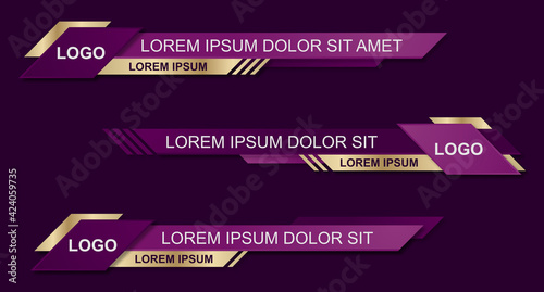 Modern geometric lower third banner template design. Colorful lower thirds set template vector. Vector illustration