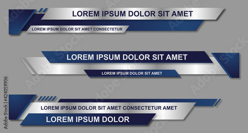 Modern geometric lower third banner template design. Colorful lower thirds set template vector. Vector illustration