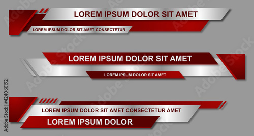 Modern geometric lower third banner template design. Colorful lower thirds set template vector. Vector illustration