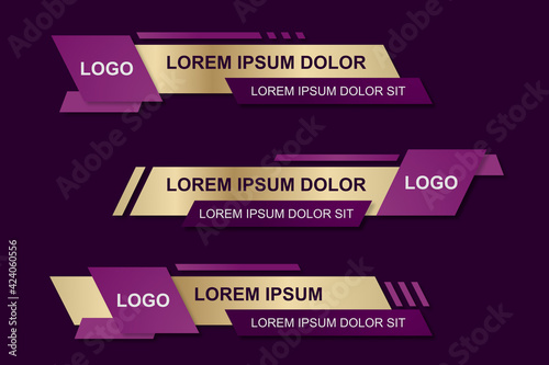 Modern geometric lower third banner template design. Colorful lower thirds set template vector. Vector illustration