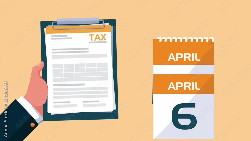 tax day animation with hand lifting clipboard and calendar tax day animation with hand lifting clipboard and calendar
