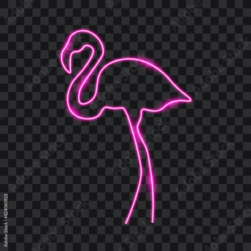 Flamingo neon sign, isolated on transparent background, vector illustration.