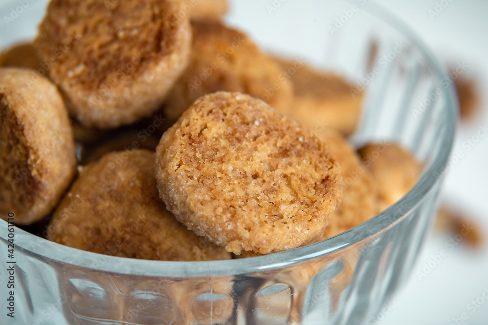 Homemade cookies are in a bowl. Close-up Homemade cookies are in a bowl. Close-up