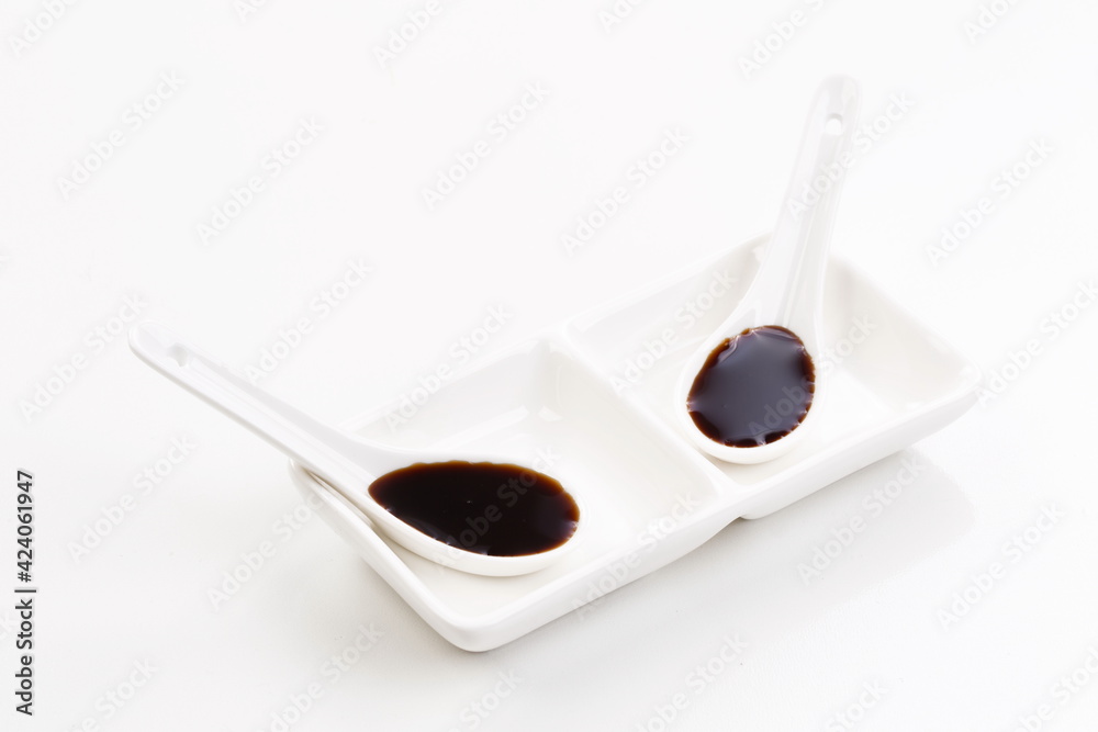 Soy sauce on white background Soy sauce on white background