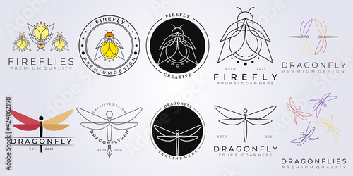 insect group set bundle collection logo vector line art illustration design label sign symbol icon