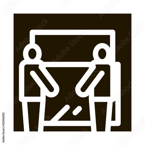 freight movers hold glass glyph icon vector. freight movers hold glass sign. isolated symbol illustration