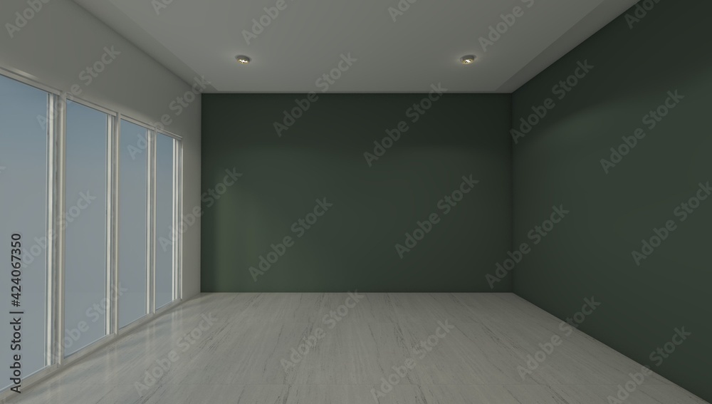 empty room with window and green wall background. Template room for interior furniture design. empty room with window and green wall background. Template room for interior furniture design.