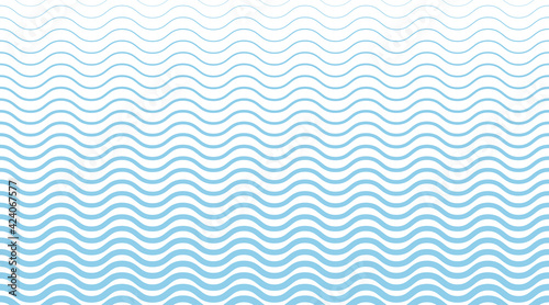 Blue color sea wavy seamless pattern. Vector wave repeating lines illustration