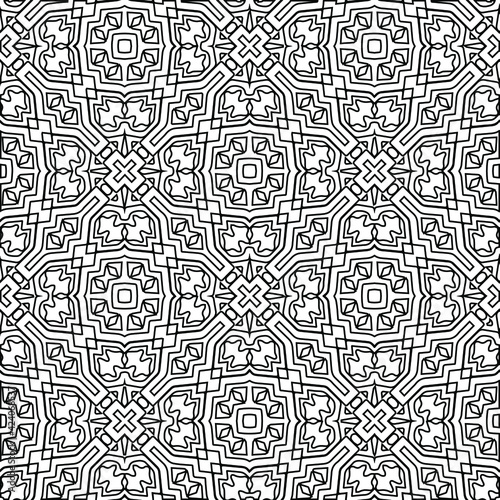 Geometric vector pattern with triangular elements. Seamless abstract ornament for wallpapers and backgrounds. Black and white colors. 