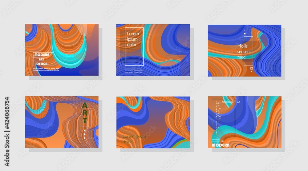 Fototapeta premium Set of horizontal a4 covers, brochure, flyer template design with abstract background