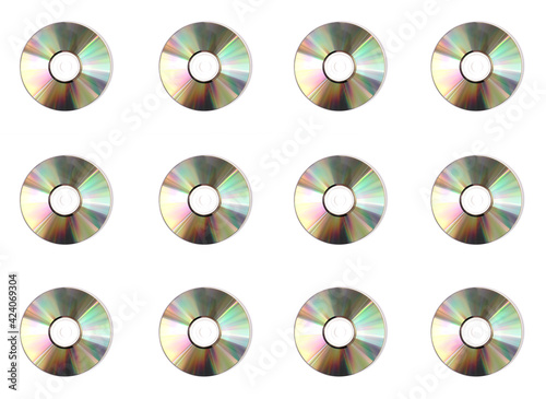 Pattern Compact-Disk on white background. CD and DVD background concept. photo