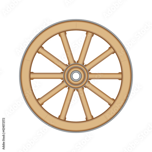 Wooden cart or wagon wheel, vector illustration design